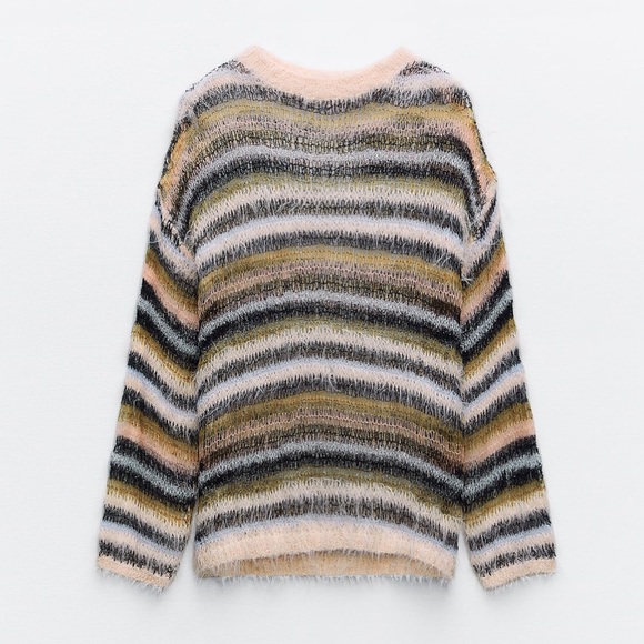 Zara Drop Stitch Stripped Knit Sweater - Picture 1 of 4